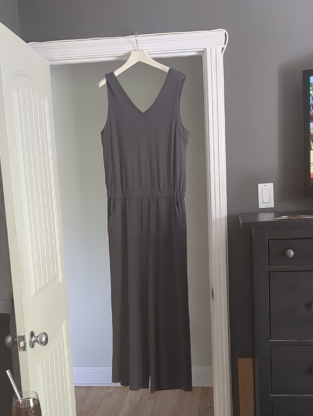 Sleeveless V-Neck Grey Jumpsuit